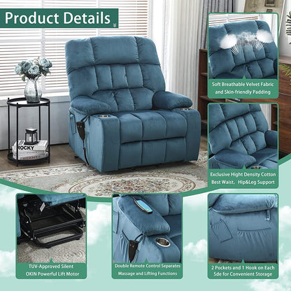 Big And Tall Lift Recliner Chair With 26 Inch Wide Seat