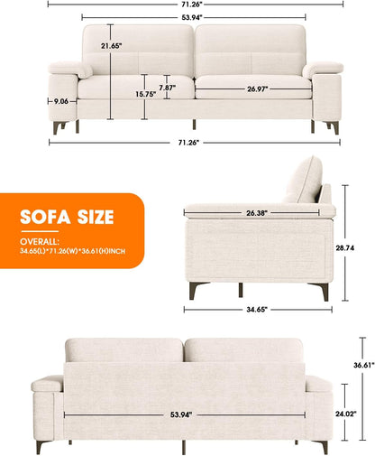 Beige Loveseat With Removable Cover For Living Room