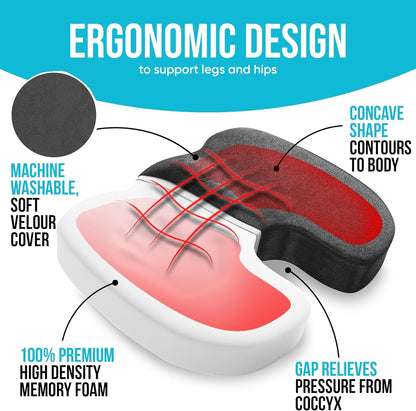 Memory Foam Lumbar Support Seat Cushion For Office Chair