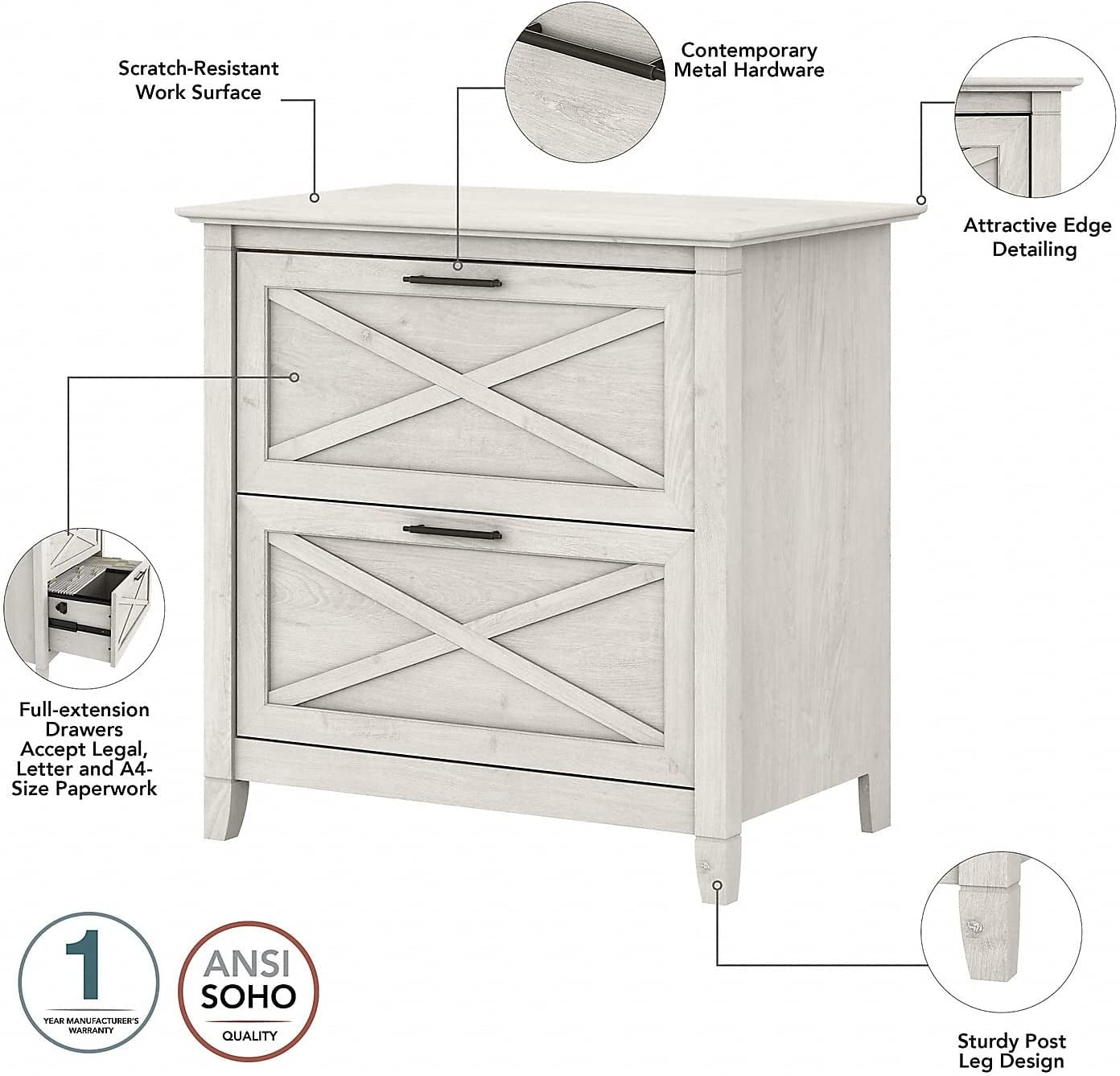 60W L Shaped Desk With Mobile File Cabinet For Home Office