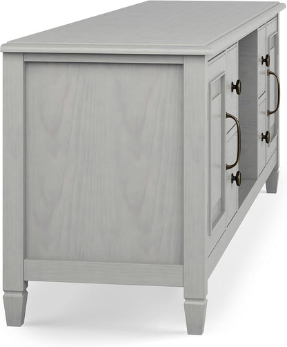 72 Inch Solid Wood TV Stand Fog Grey Up To 80 Inches