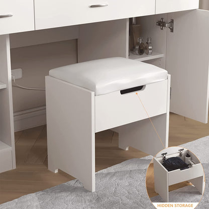 White Vanity Table With Drawers And Cabinets Six Shelves