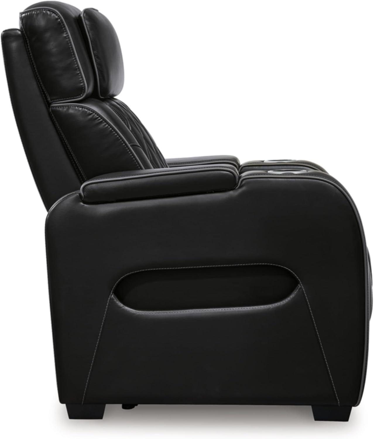 Black Leather Power Recliner With Adjustable Headrest