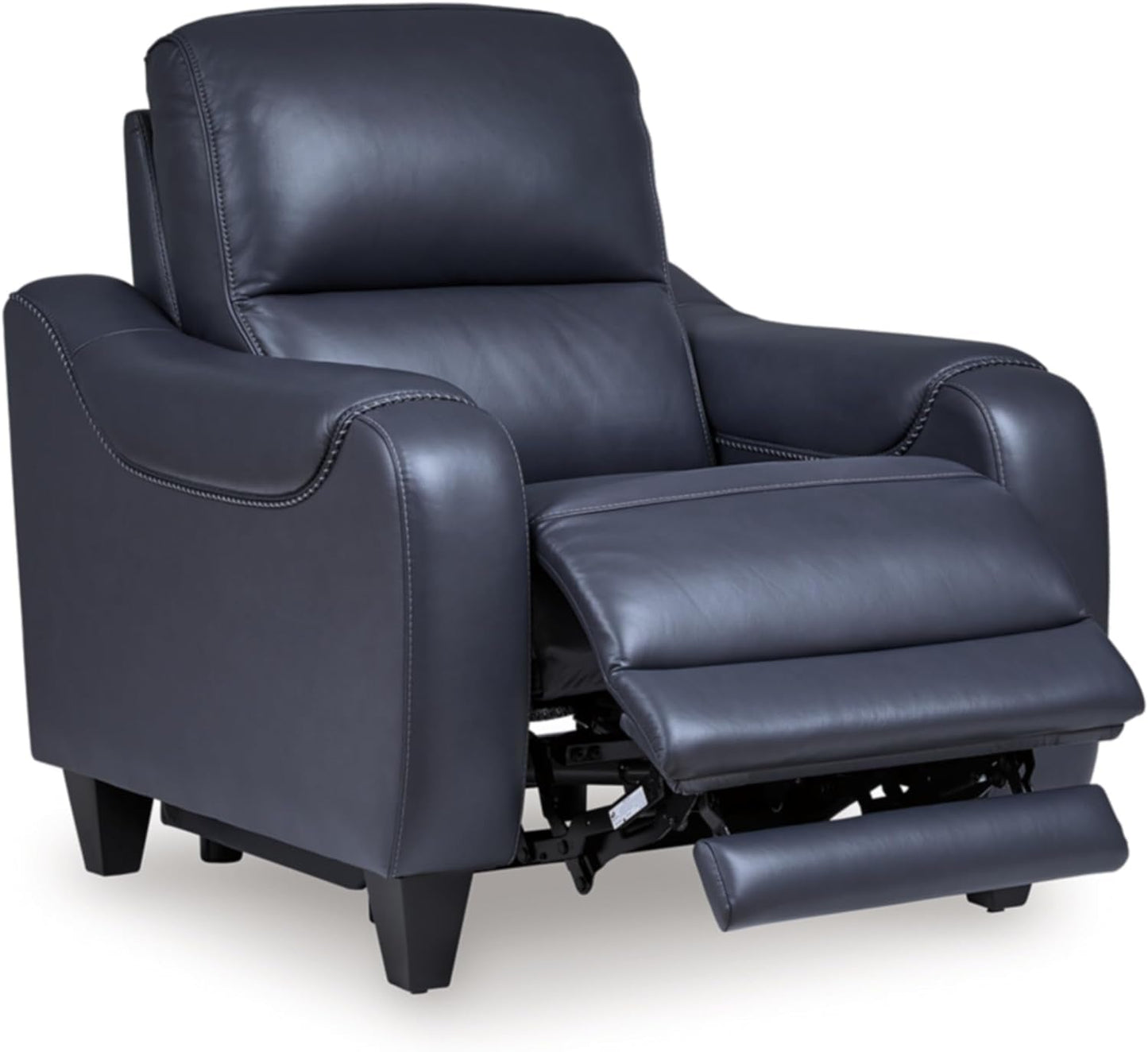 Blue Leather Wall Hugger Power Recliner With Usb Ports