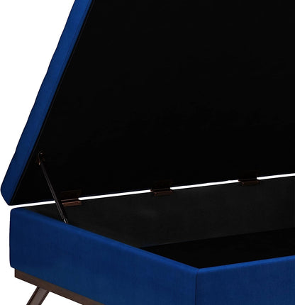 Blue Velvet Lift Top Ottoman Coffee Table 36 Inch Modern