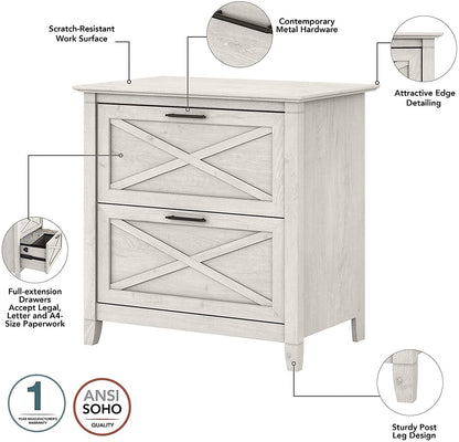 48W Writing Desk With Lateral File Cabinet Home Office Furniture
