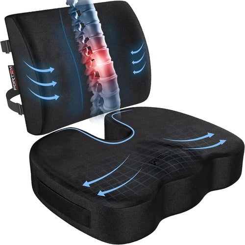 XL Memory Foam Seat Cushion Lumbar Support Office Chair