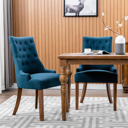 Wingback Tufted Dining Chairs Set Of 4 Walnut Finish Rubberwood Legs