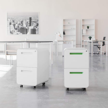 White 2 Drawer Mobile File Cabinet With Lock Under Desk