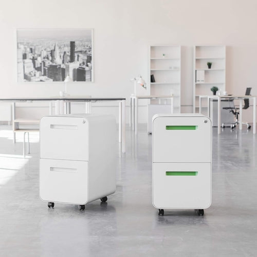 White 2 Drawer Mobile File Cabinet With Lock Under Desk