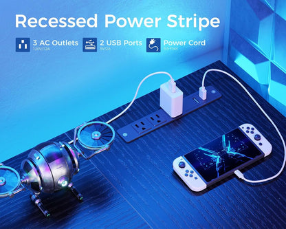 53-Inch L-Shaped Desk With Drawers And Power Outlets