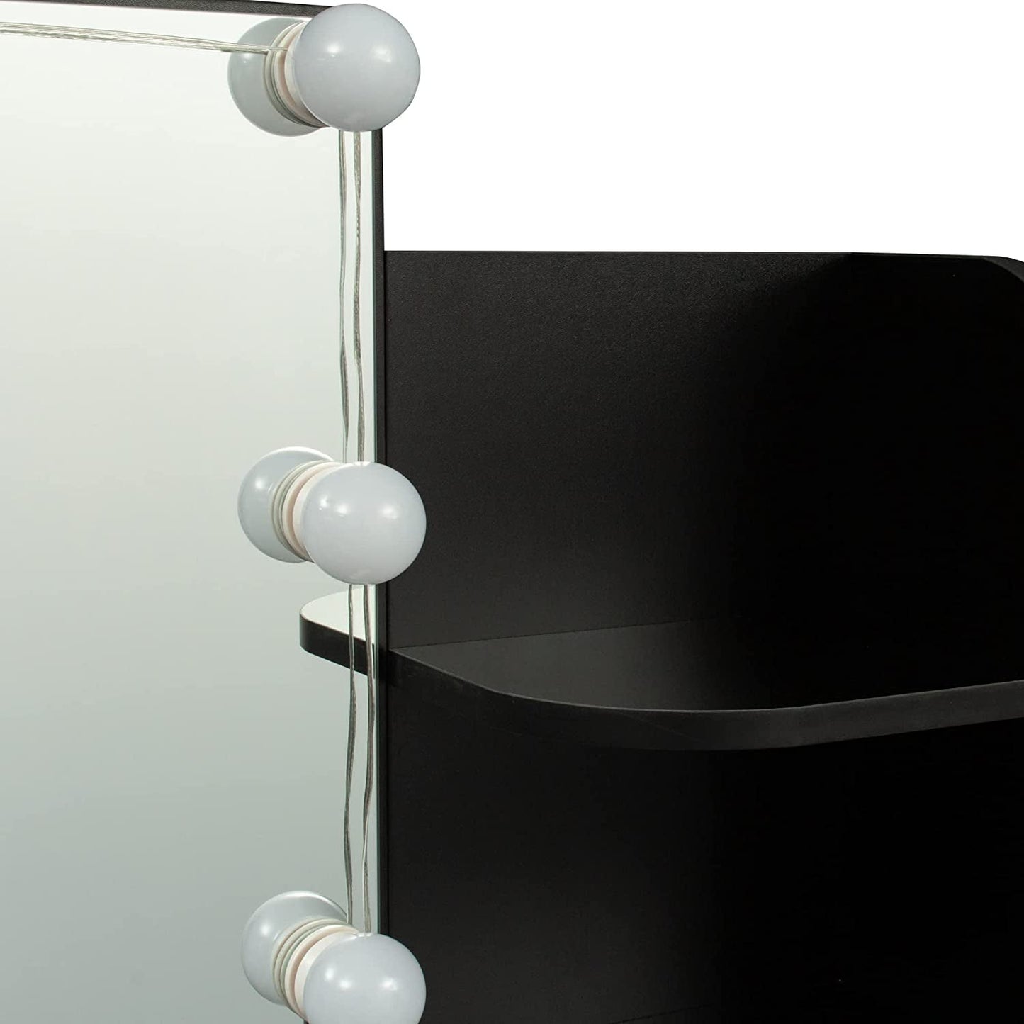 Black Vanity Set With 10 Lights For Bedroom Storage