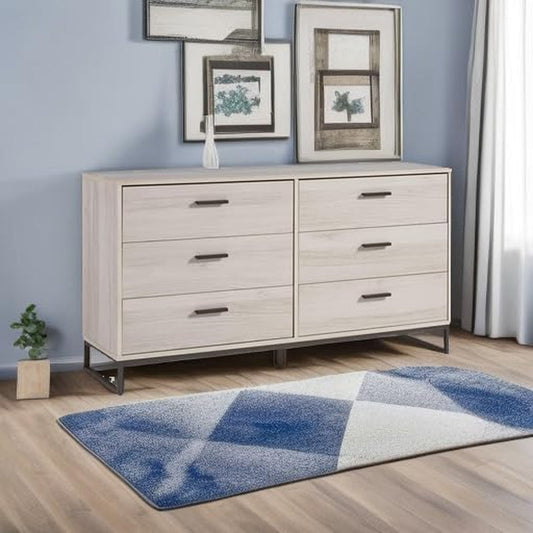 Socalle 59 Inch Beige 6 Drawer Dresser Engineered Wood