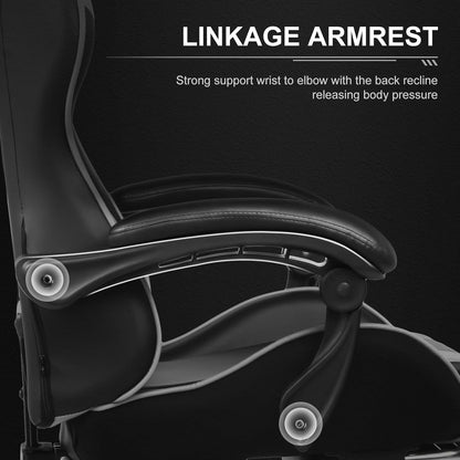 White Gaming Chair With Footrest And Lumbar Support