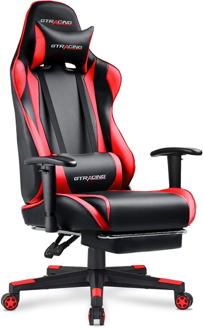 Brick Red Ergonomic Gaming Chair With Footrest And Reclining