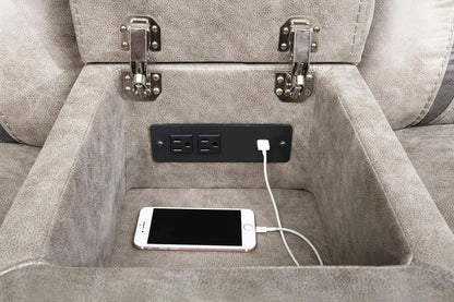 Taupe Recliner Loveseat With Center Console Manual Recline