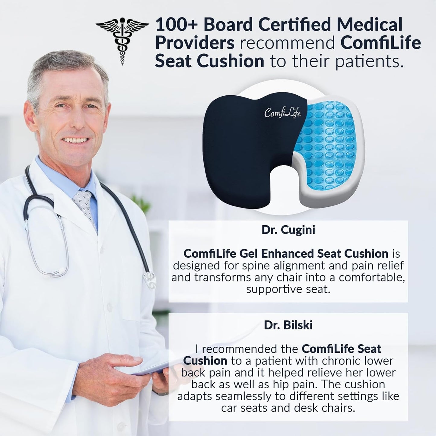 Gel Memory Foam Seat Cushion For Office Chair Navy