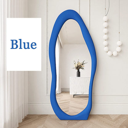 Blue Irregular Wavy Full Length Floor Mirror 63x24 Inch