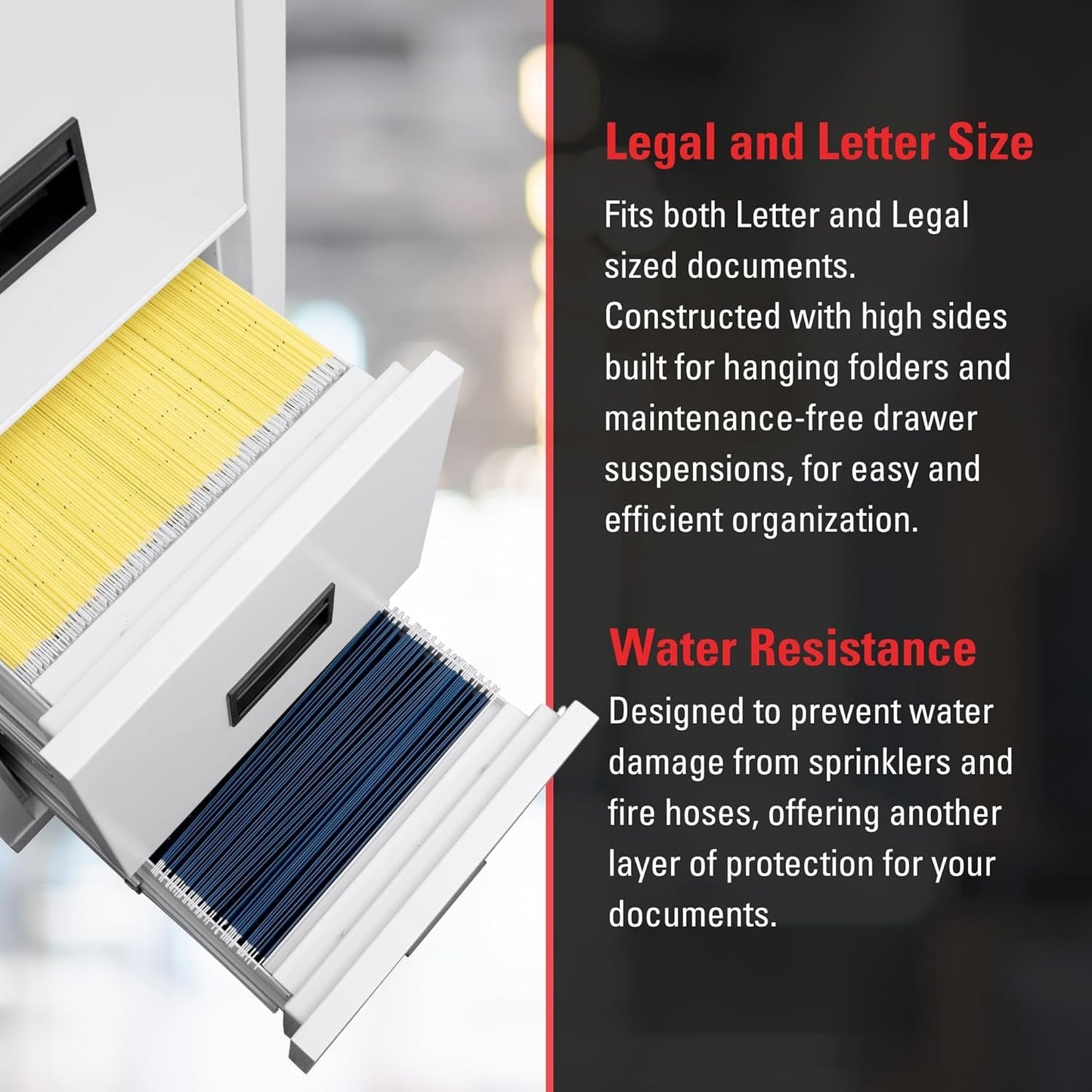 Black 2 Drawer Fire Safe Legal Letter File Cabinet