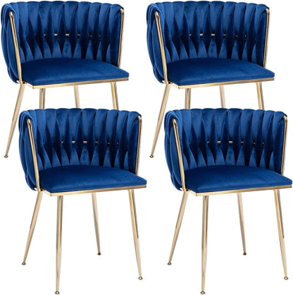 Blue Wingback Dining Chairs Set Of Four Modern Style