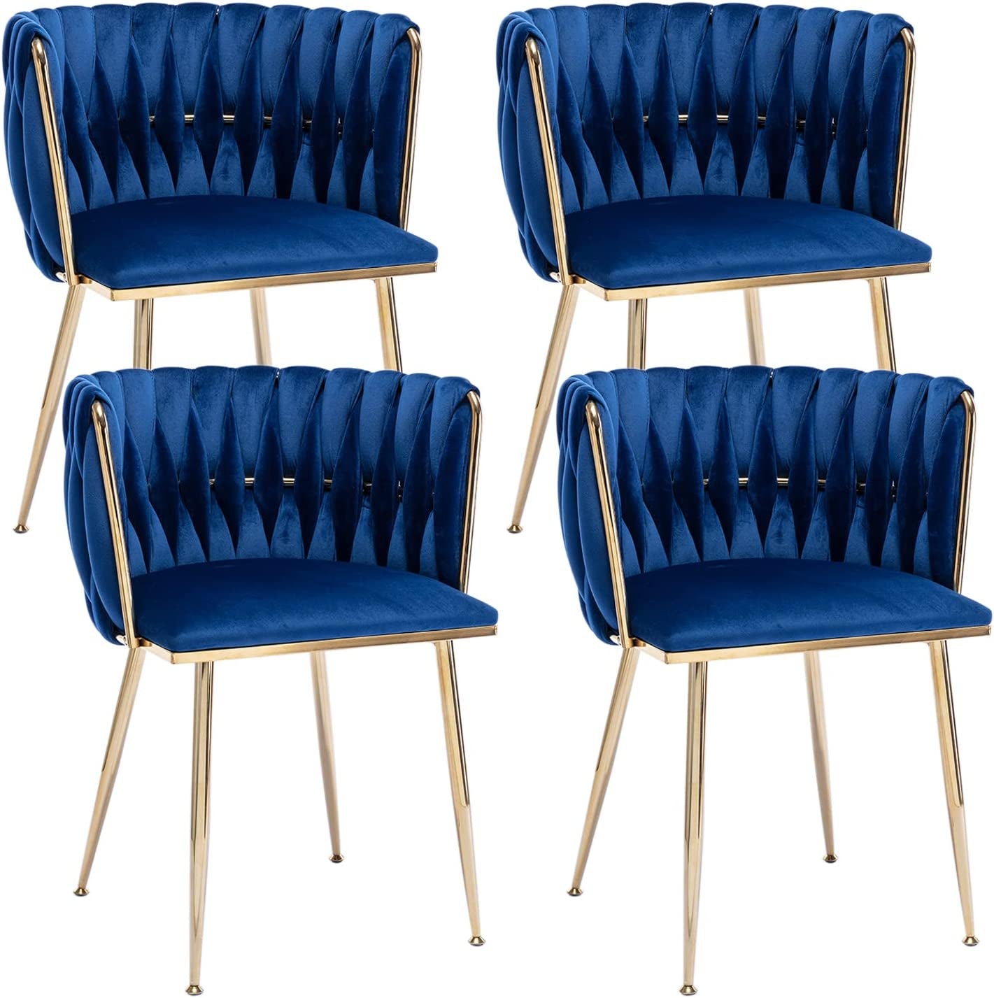 Blue Wingback Dining Chairs Set Of Four Modern Style