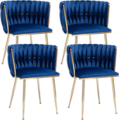 Blue Wingback Dining Chairs Set Of Four Modern Style