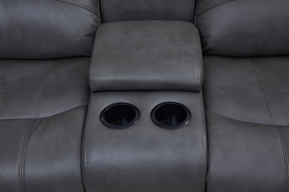 Bonded Leather Sectional Sofa Grey Power Reclining