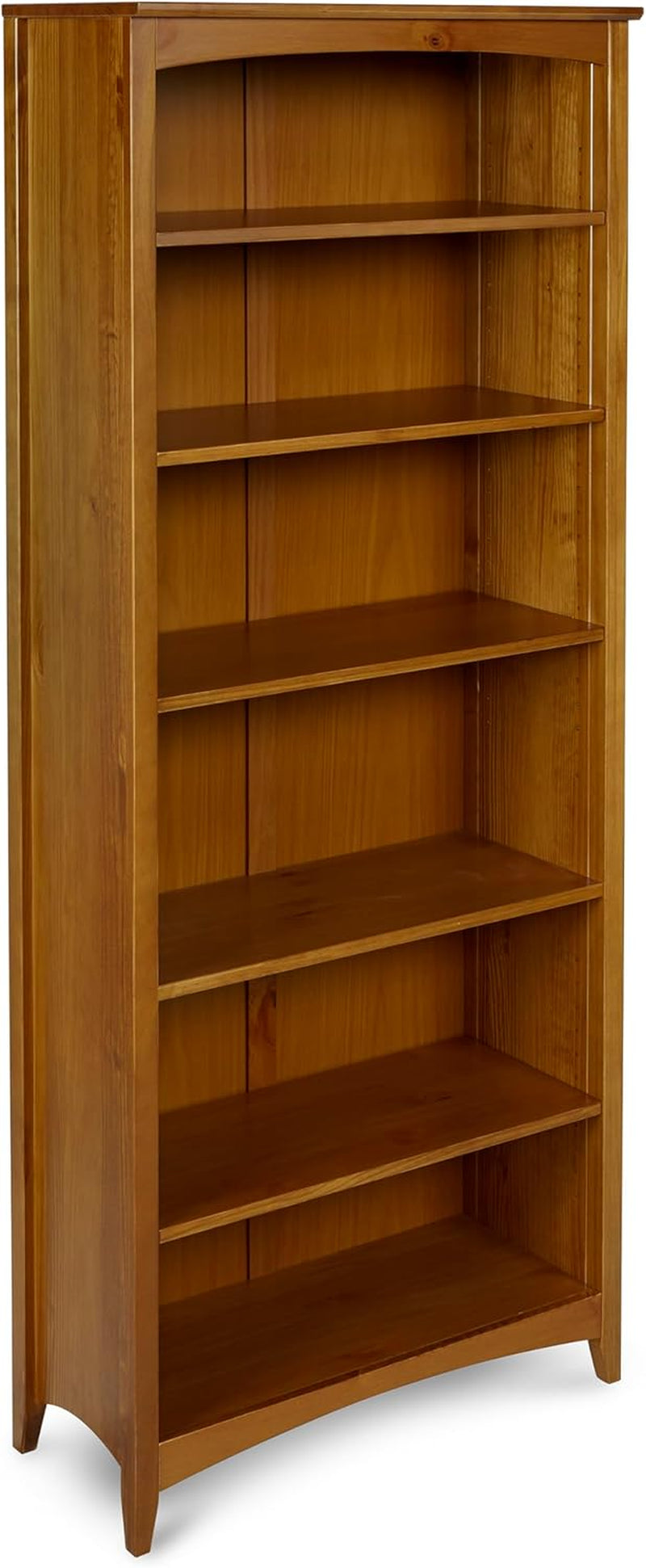 Shaker Style 6 Shelf Bookcase Solid Wood 72 Inch Tall