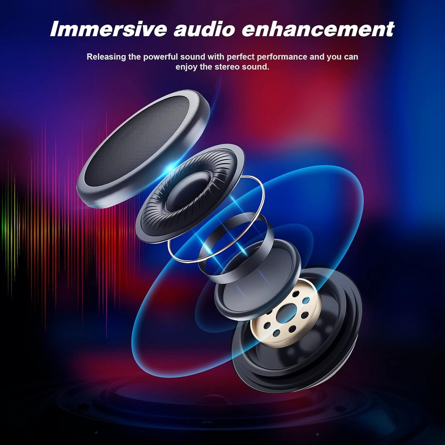 Blue Bluetooth Gaming Chair With Footrest And Speakers