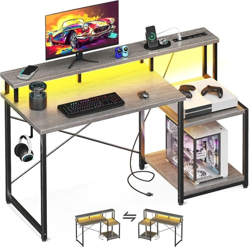 48 Inch Desk With Led Lights For Gaming Setup Ergonomic