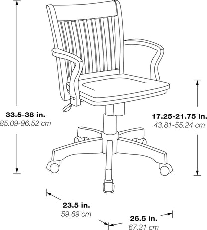 Banker Desk Chair With Padded Seat And Adjustable Height
