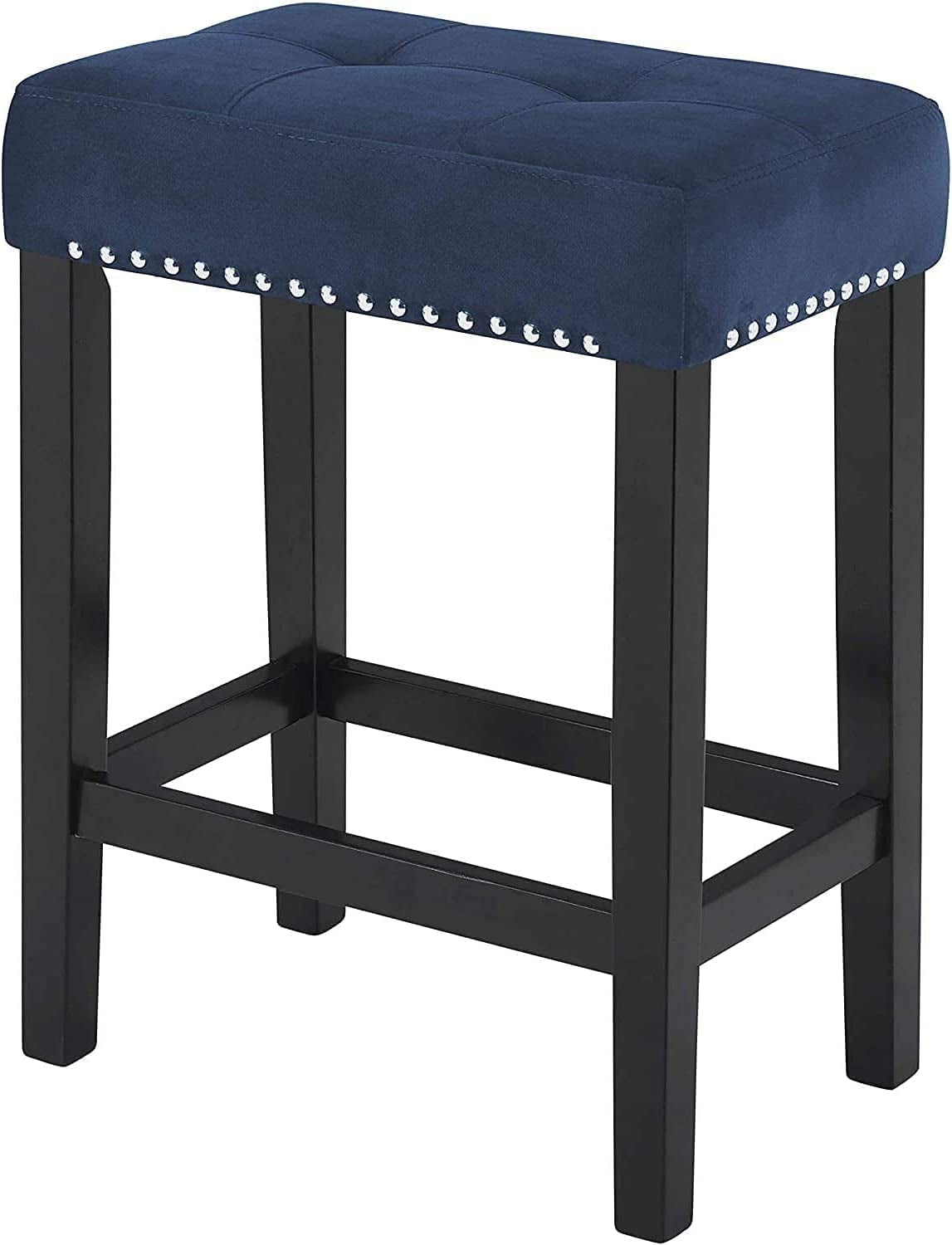 Blue Velvet Bar Table Set With 3 Stools Faux Marble Top
