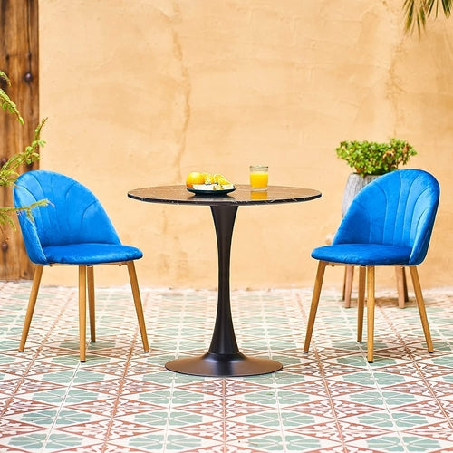 32 Inch Round Dining Table With Faux Marble Top Modern