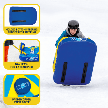 WOW Watersports SnowSteer Snow Sled with Lying Position for Easy