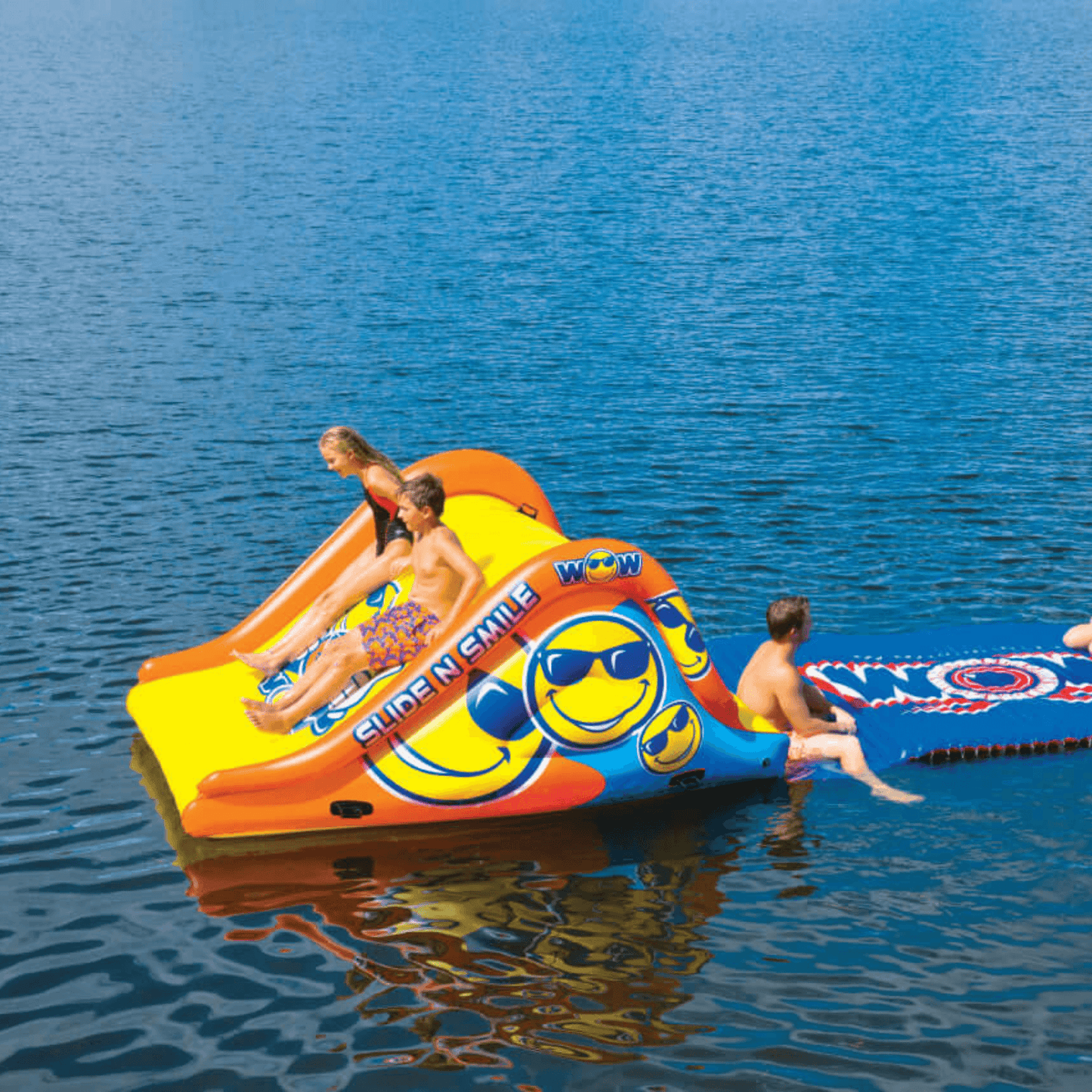 WOW Watersports 19-2210 Slide N Smile Floating 2 Lane Waterslide w