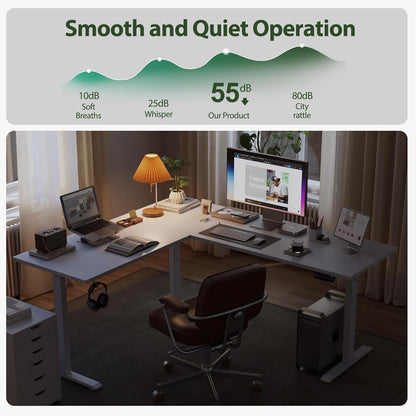 Electric L Shaped Standing Desk 63X55 White Sit Stand