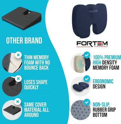 XL Memory Foam Seat Cushion With Lumbar Support Non Slip