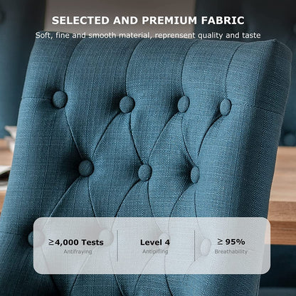 Wingback Tufted Dining Chairs Set Of 4 Walnut Finish Rubberwood Legs