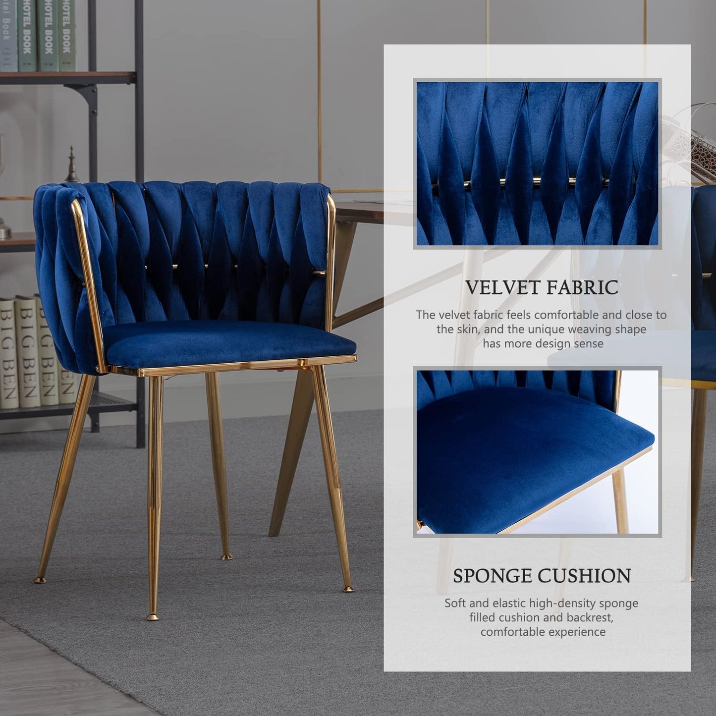 Blue Wingback Dining Chairs Set Of Four Modern Style