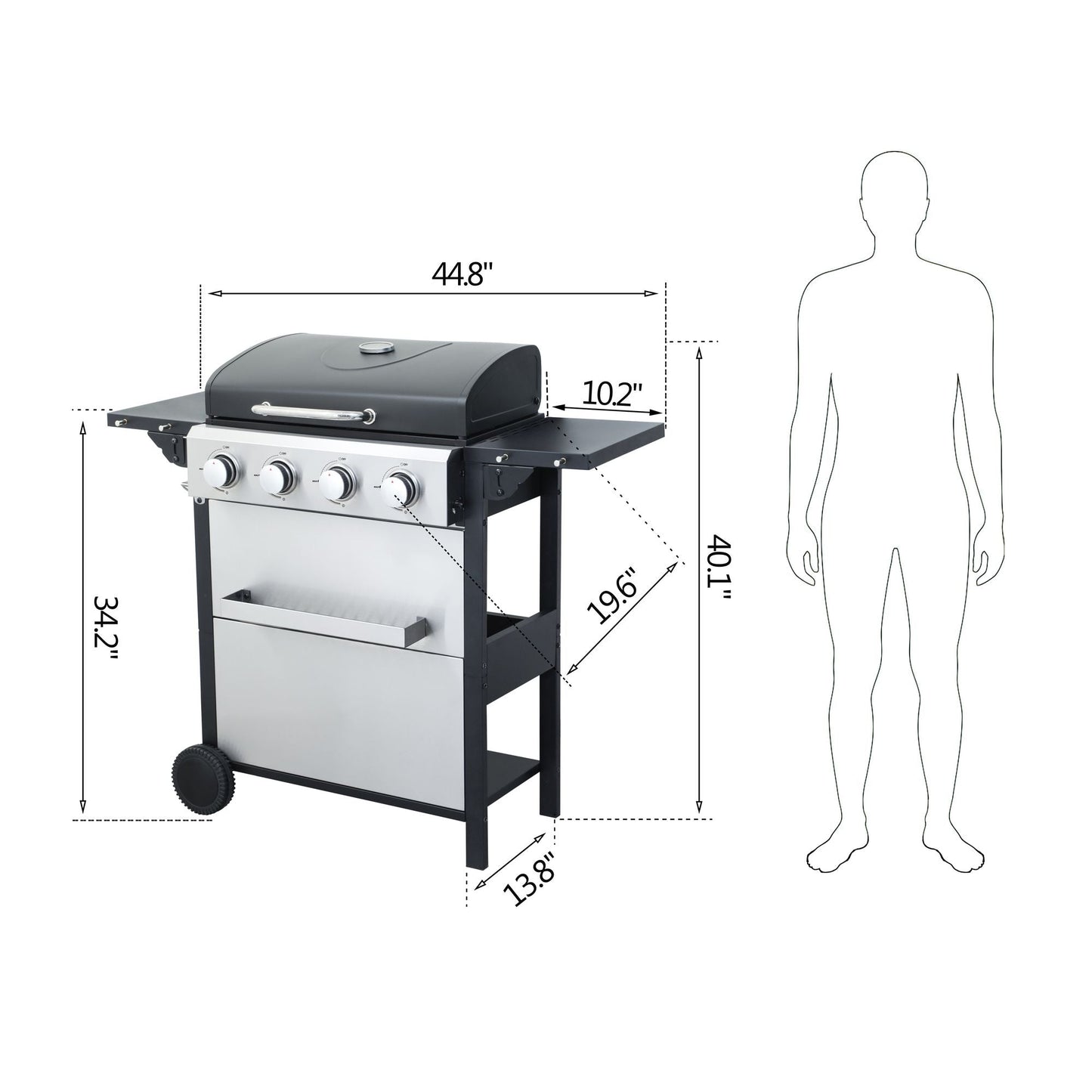 4-Burner Propane Gas BBQ Grill, 34200BTU Output With Wire Enamel