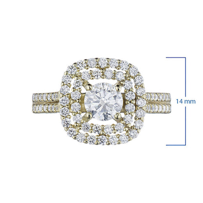 Yellow Gold Ring with 99 Round-Cut Lab-Created Diamonds 1.387 CT.TW