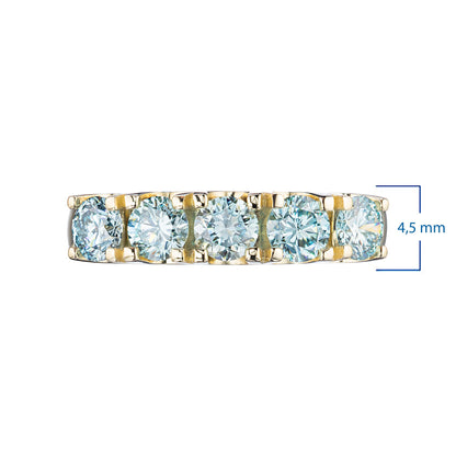 Yellow Gold Ring with 5 Round-Cut Lab-Created Diamonds 1.59 CT.TW