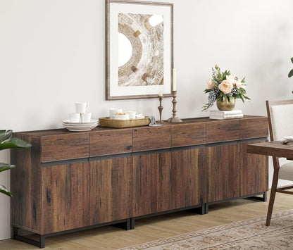 Brown 3 in 1 Sideboard Buffet Cabinet With Adjustable Shelf
