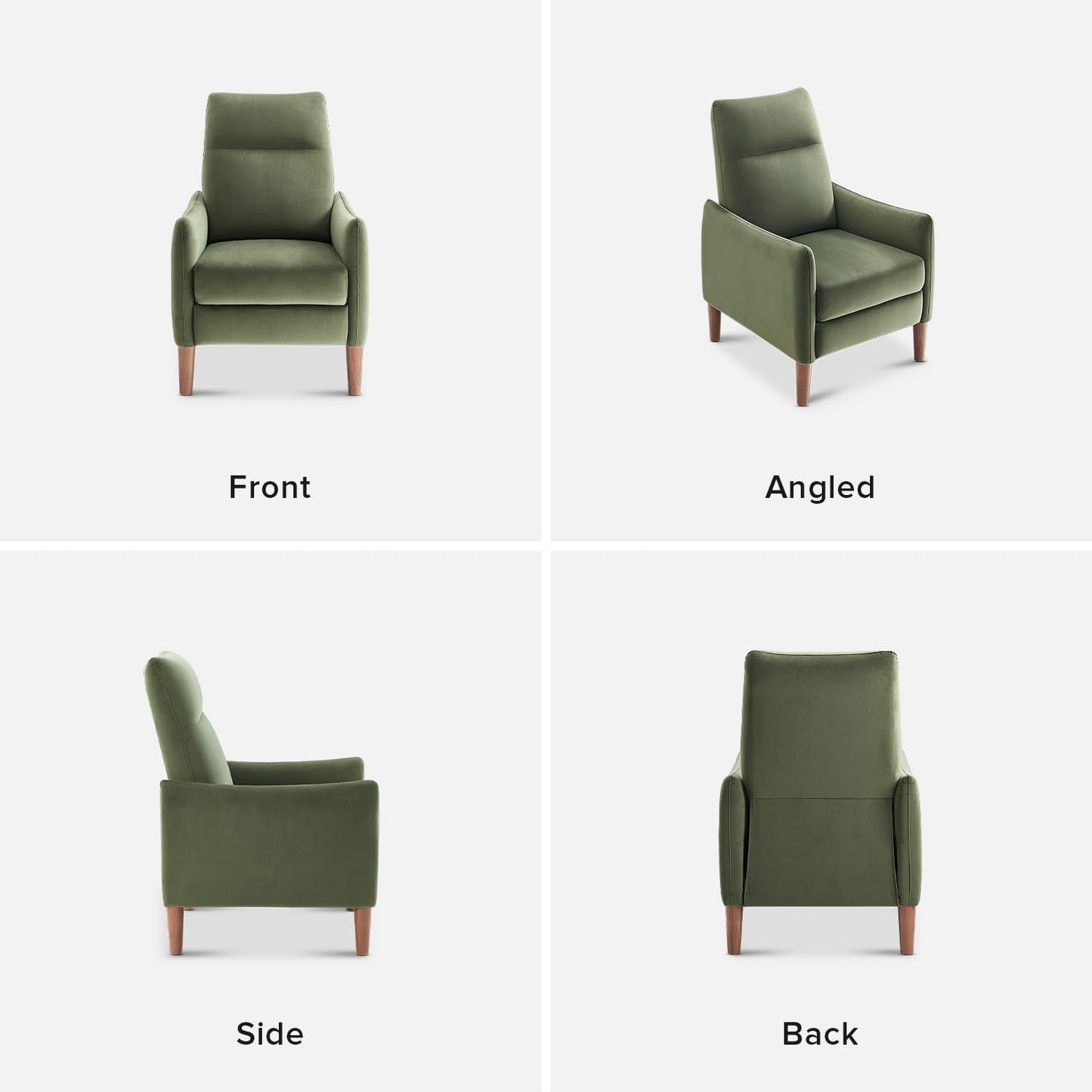 Arthur Olive Green Velvet Recliner Chair With 3 Positions