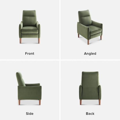 Arthur Olive Green Velvet Recliner Chair With 3 Positions