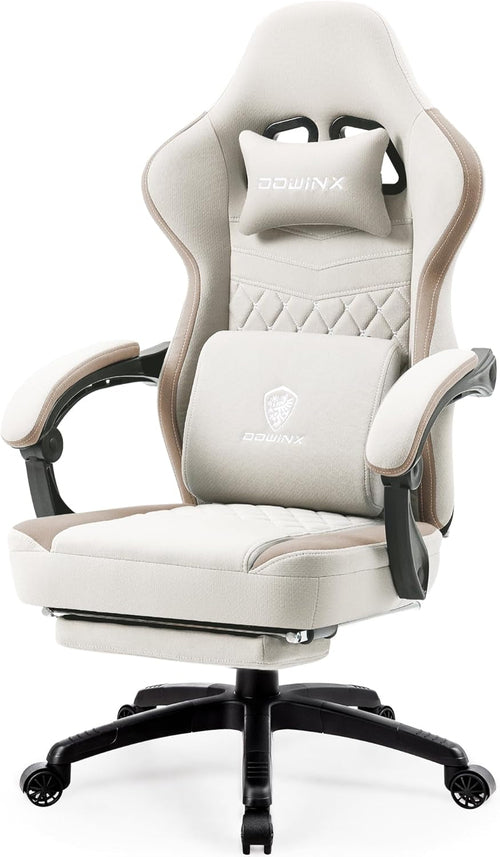 Beige Gaming Chair With Pocket Spring Cushion And Gel Pad