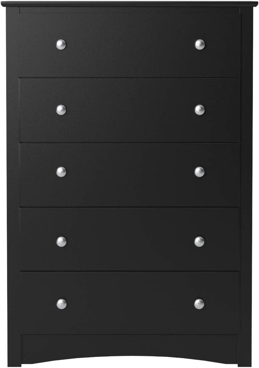Sonoma Modern 5 Drawer Black Dresser Chest For Bedroom