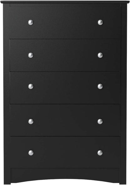 Sonoma Modern 5 Drawer Black Dresser Chest For Bedroom