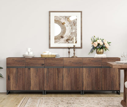 Brown 3 in 1 Sideboard Buffet Cabinet With Adjustable Shelf