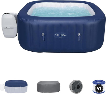 Blue 6 Person Inflatable Hot Tub Square With 140 Jets